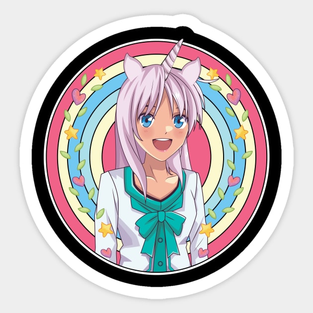 'Japanese Anime Unicorn Girl' Cool Japanese Kawaii Sticker by ourwackyhome